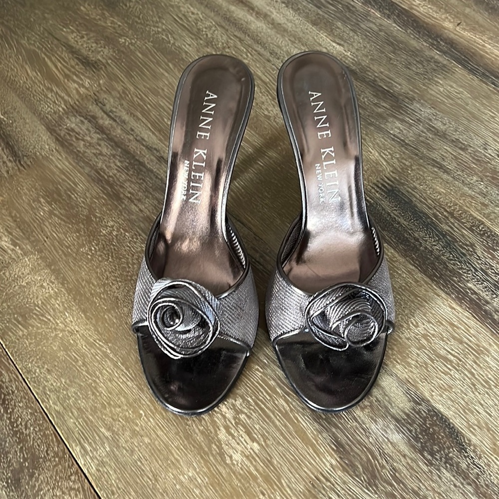 Anne Klein silver sandals.